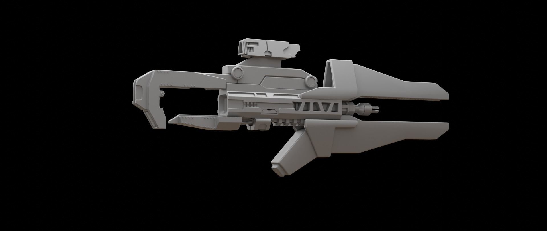 Mecha hard surface assault rifle 3D model_11