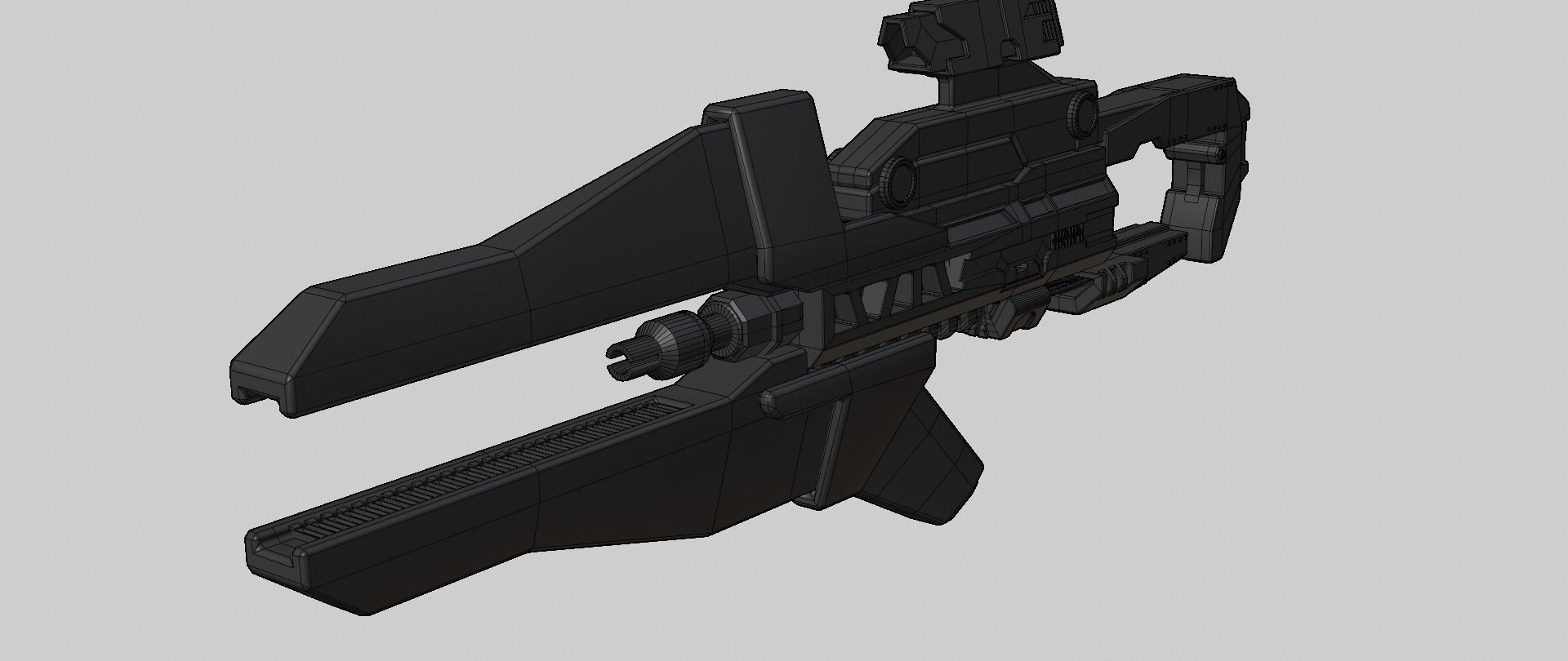 Mecha hard surface assault rifle 3D model_16