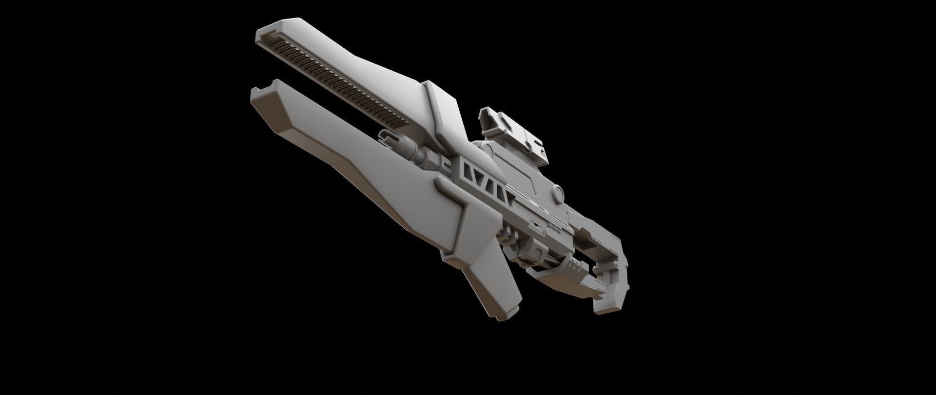 Mecha hard surface assault rifle 3D model_7