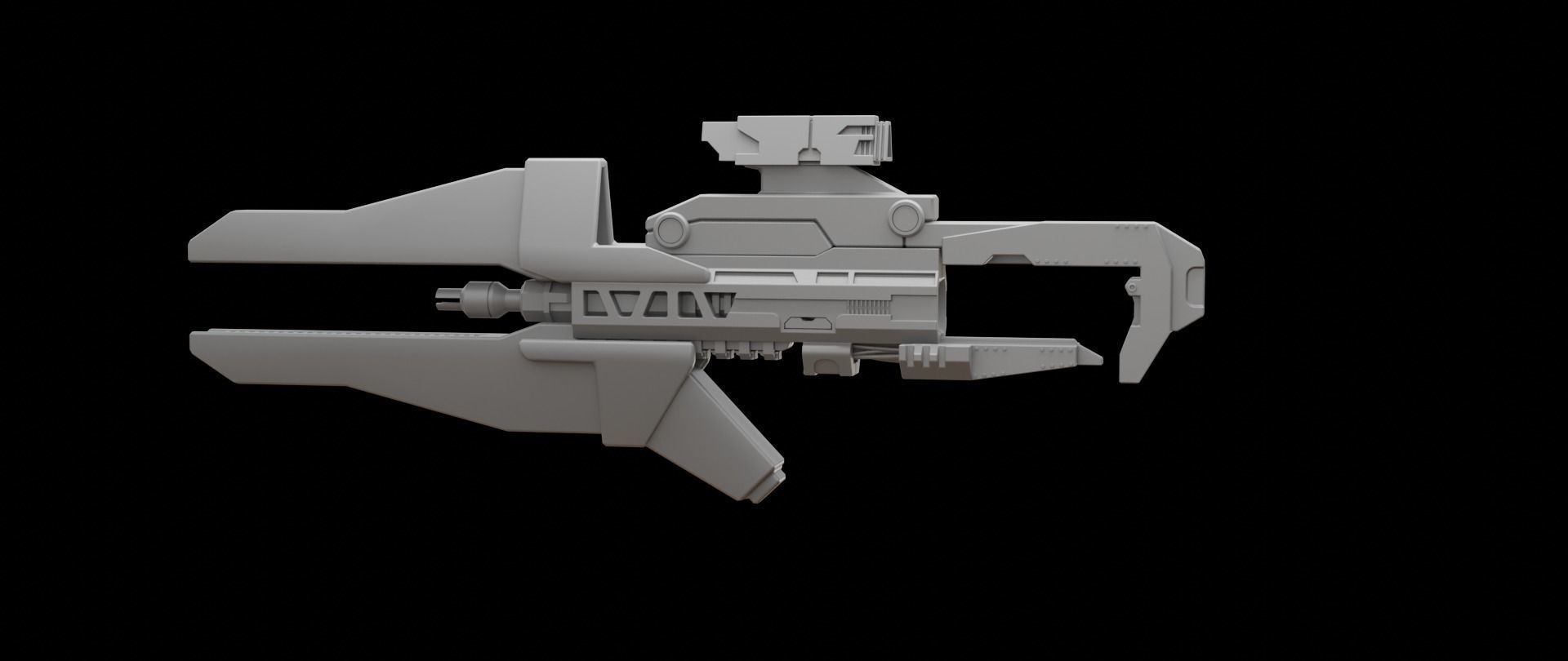 Mecha hard surface assault rifle 3D model_10