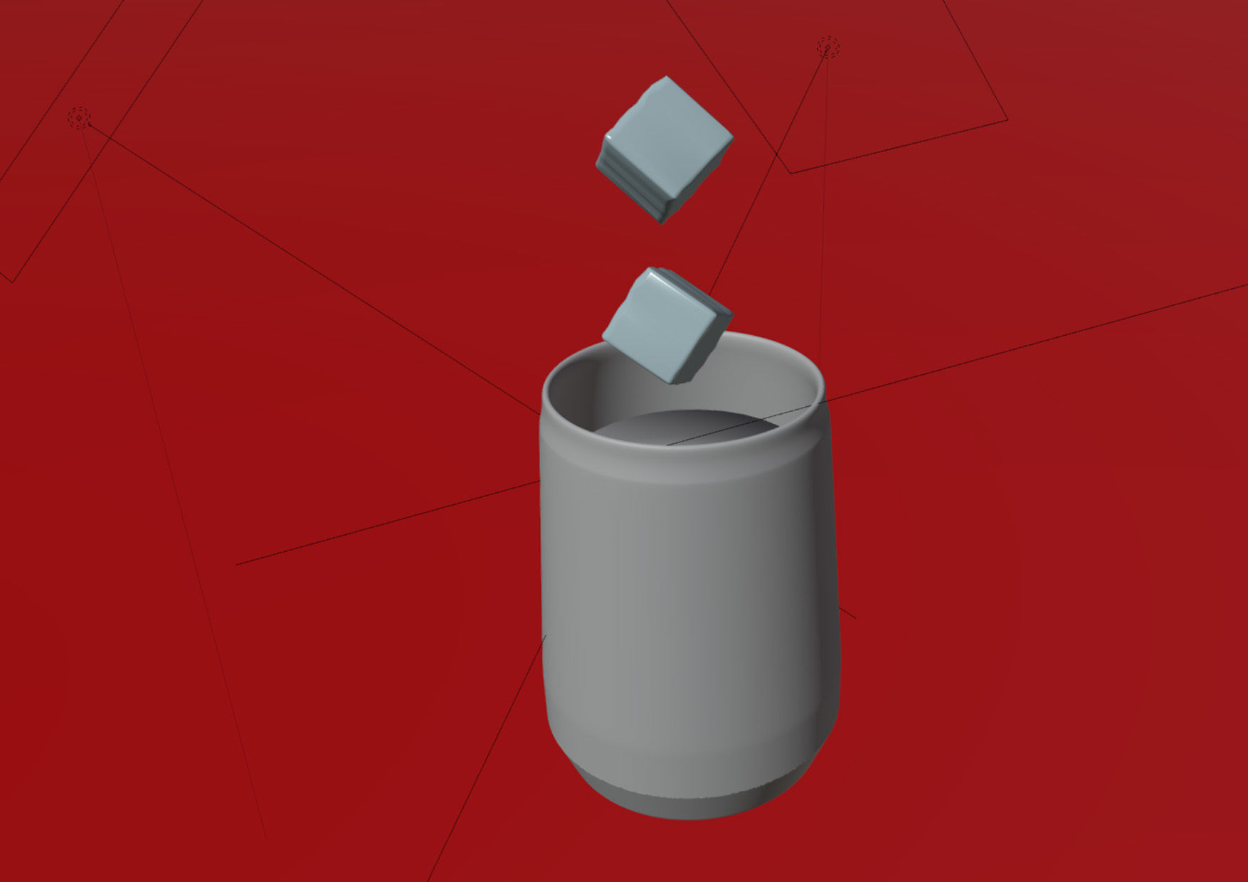 3D cup with ice cubes simulation in Blender 3D model_3