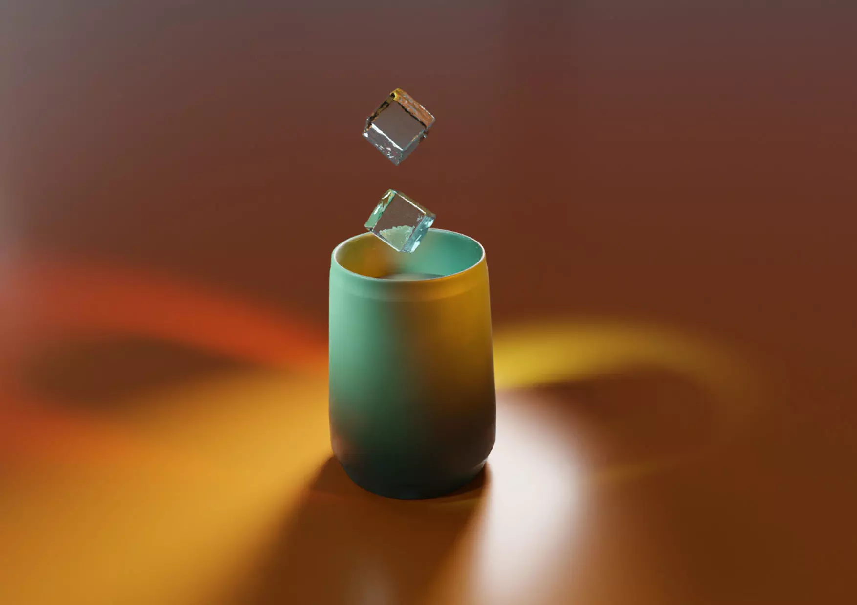 3D cup with ice cubes simulation in Blender 3D model_0