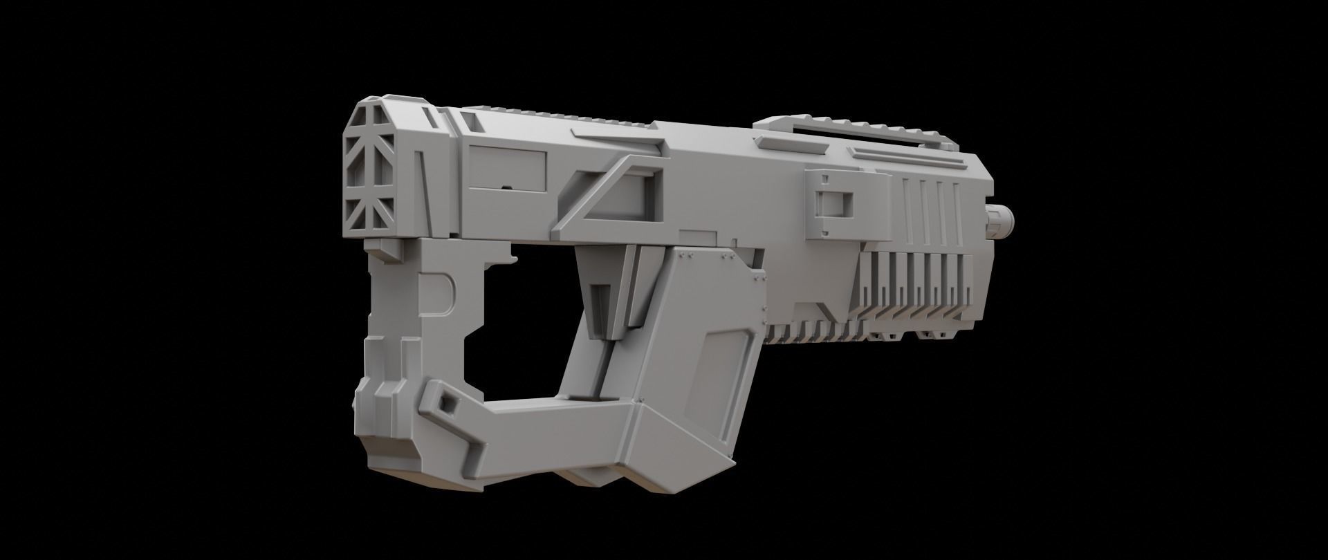 Mecha hard surface assault rifle 3D model_8