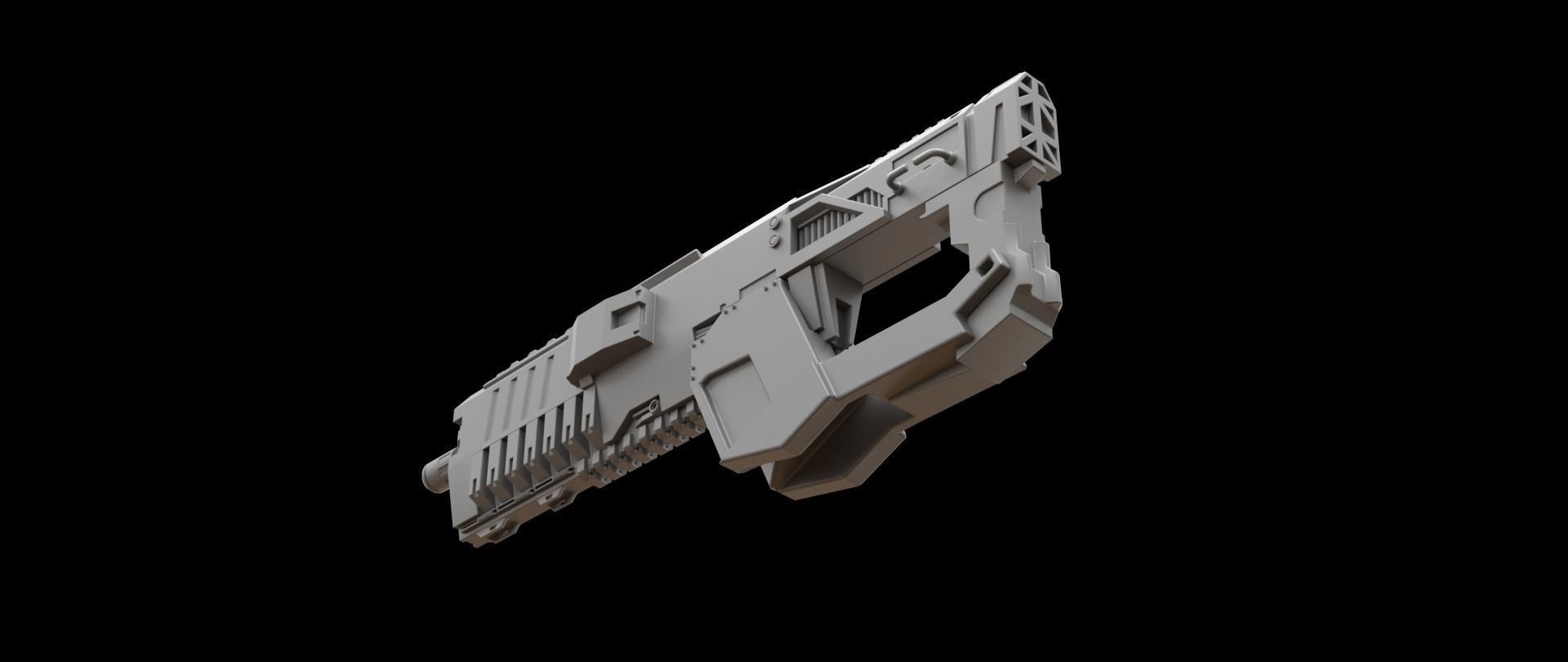 Mecha hard surface assault rifle 3D model_12