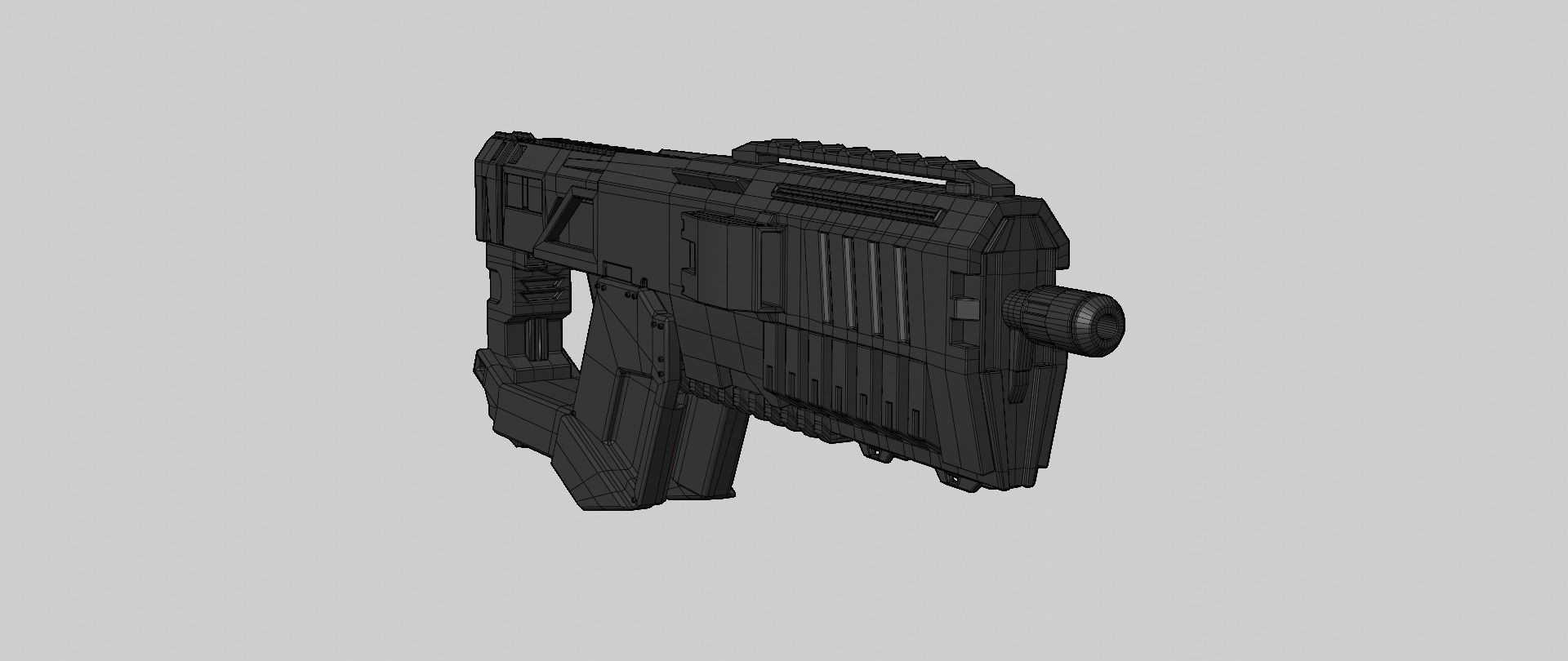 Mecha hard surface assault rifle 3D model_16