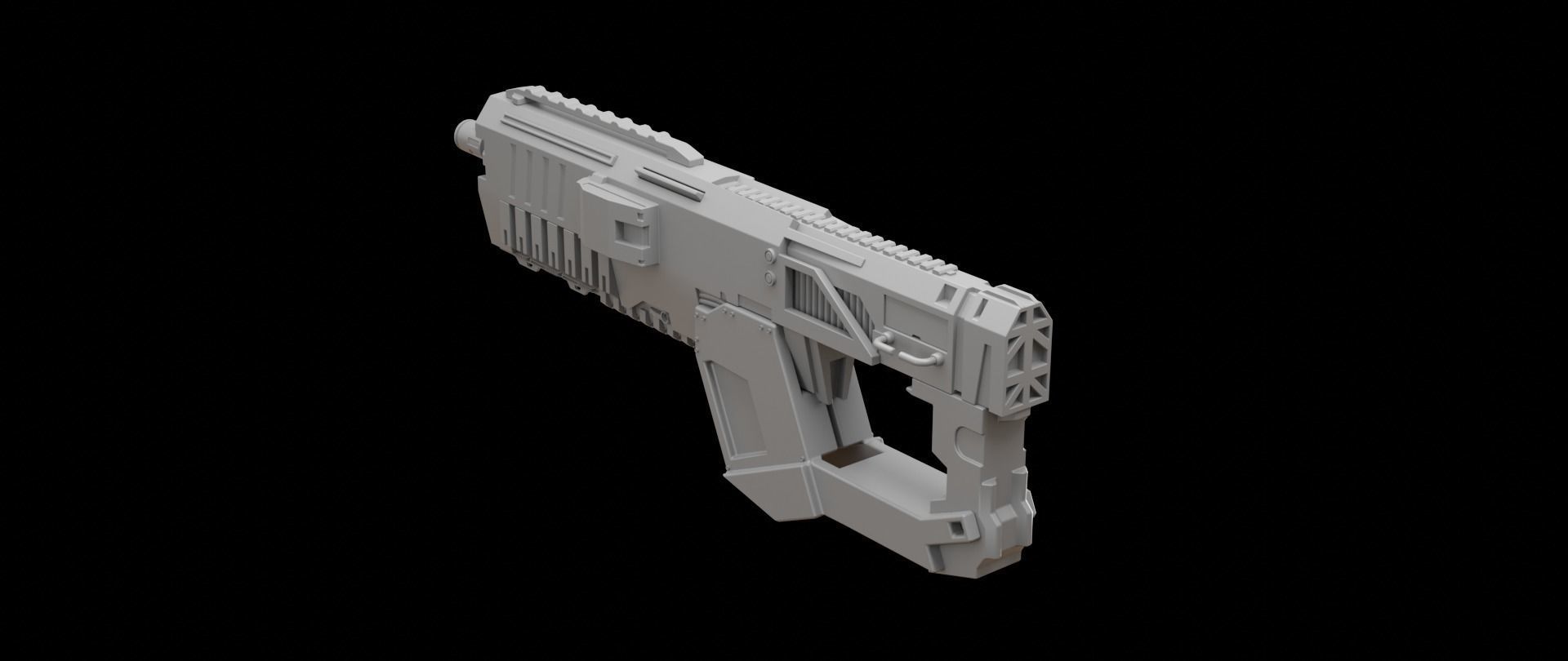Mecha hard surface assault rifle 3D model_14