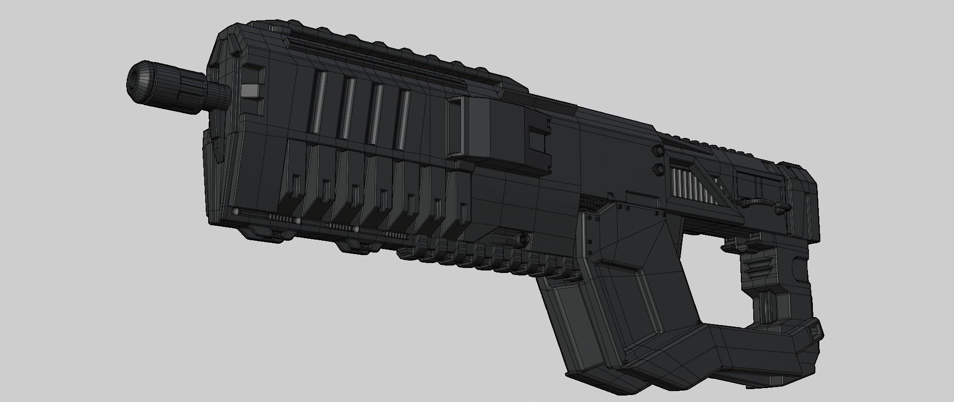 Mecha hard surface assault rifle 3D model_15