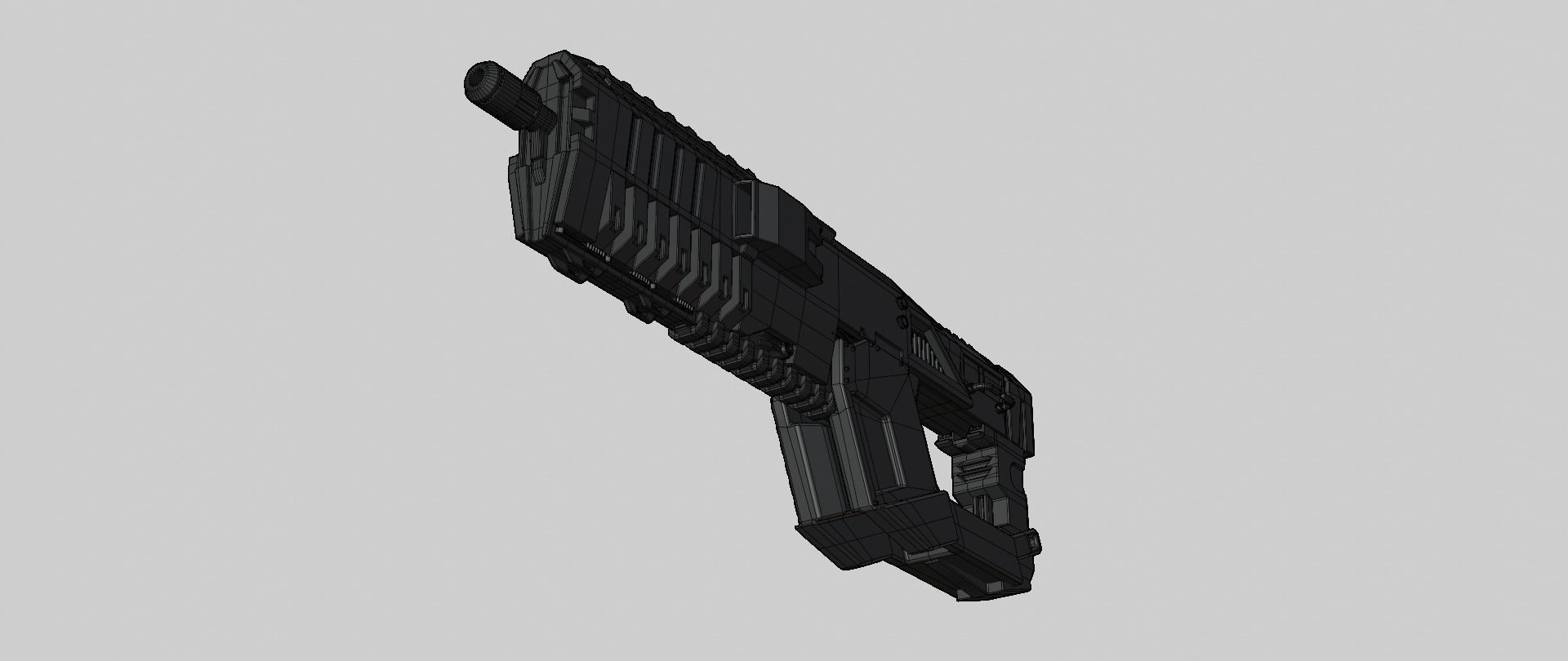 Mecha hard surface assault rifle 3D model_17