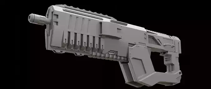 Mecha hard surface assault rifle 3D model