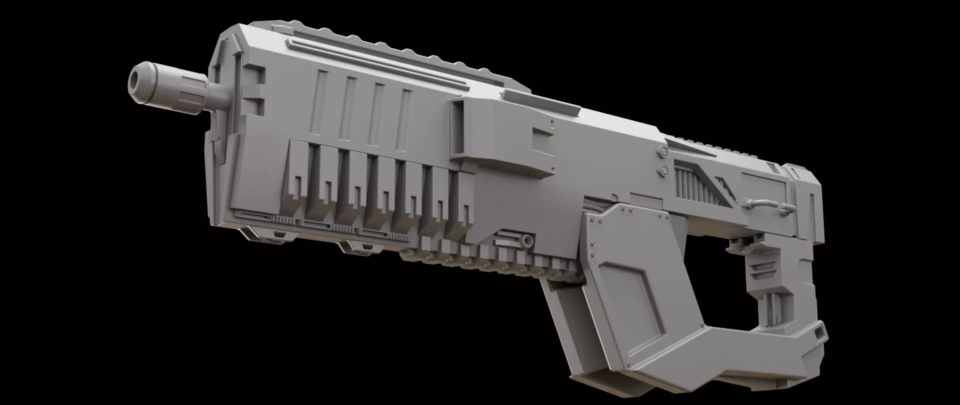 Mecha hard surface assault rifle 3D model_0