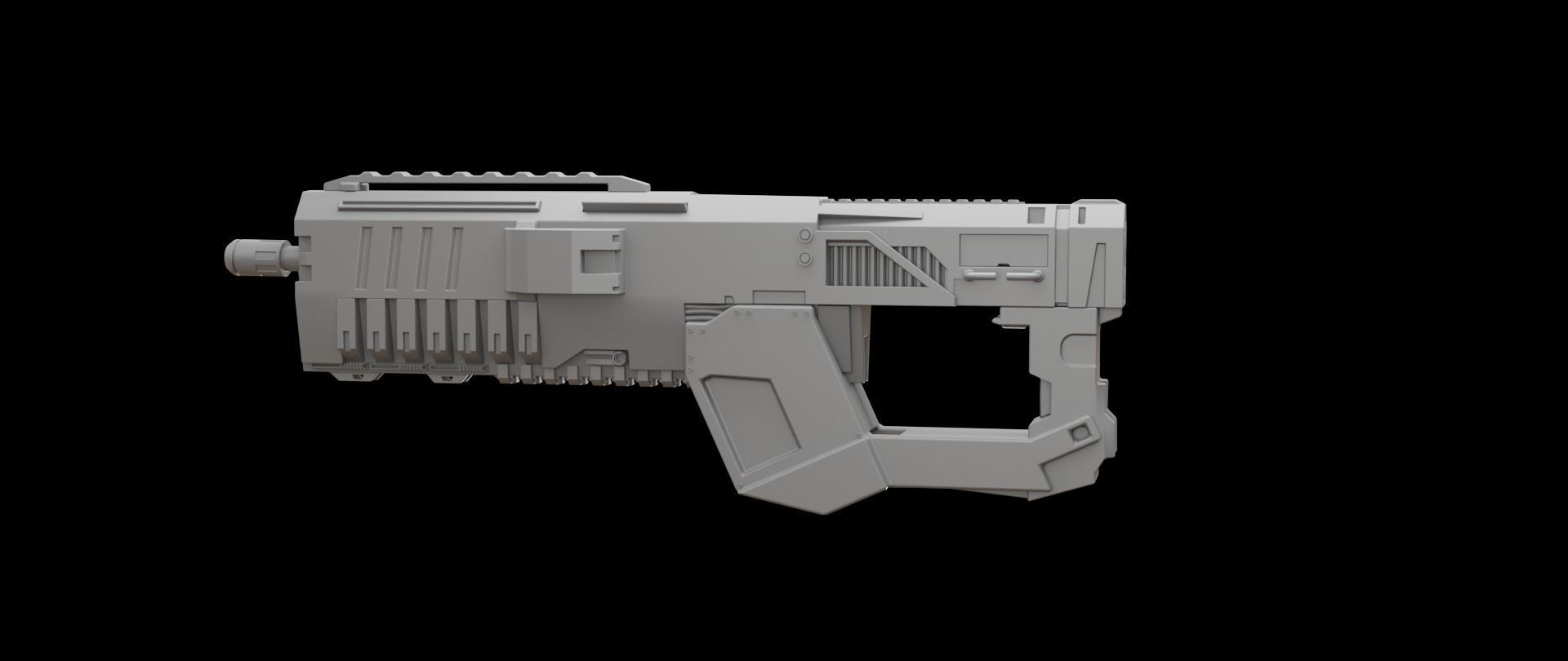 Mecha hard surface assault rifle 3D model_10