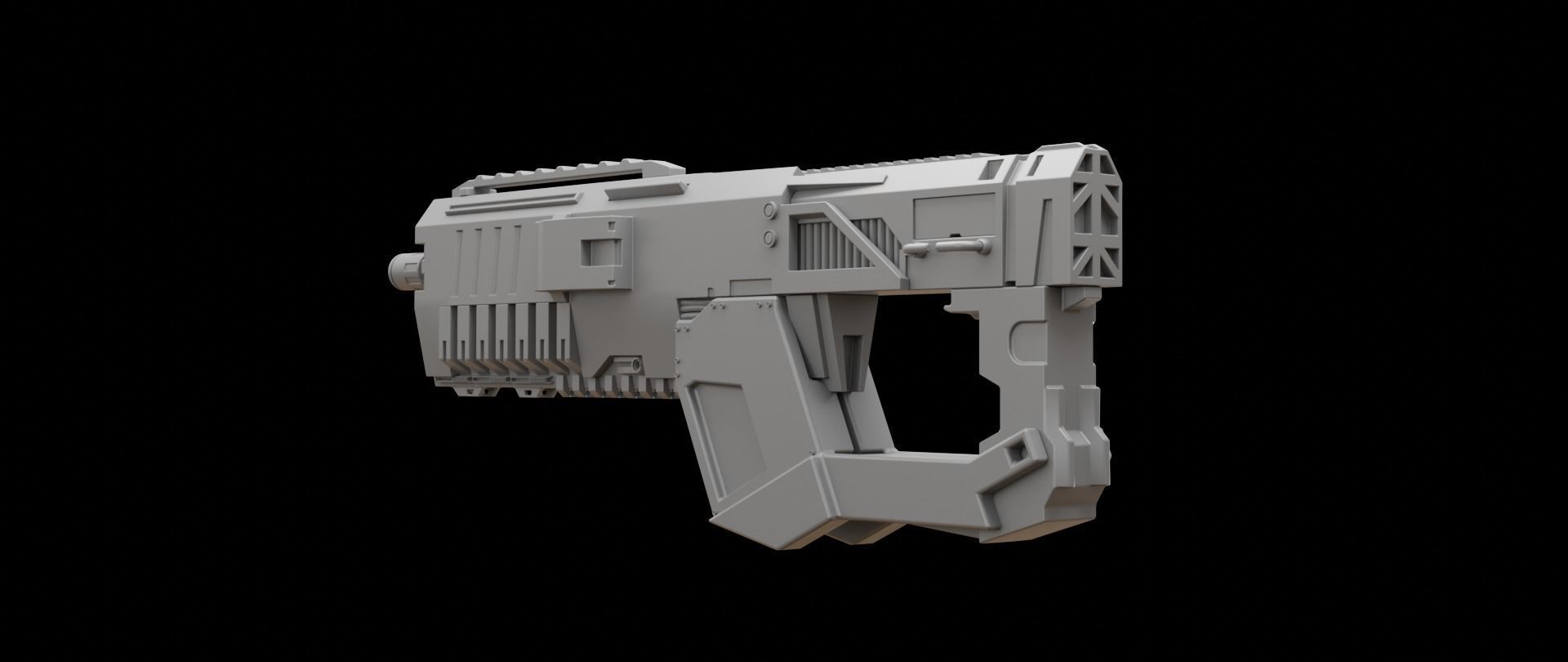 Mecha hard surface assault rifle 3D model_9