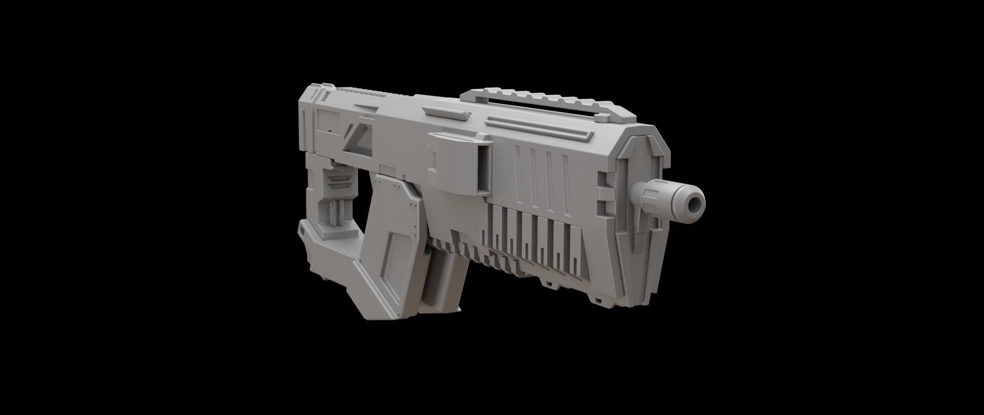 Mecha hard surface assault rifle 3D model_3
