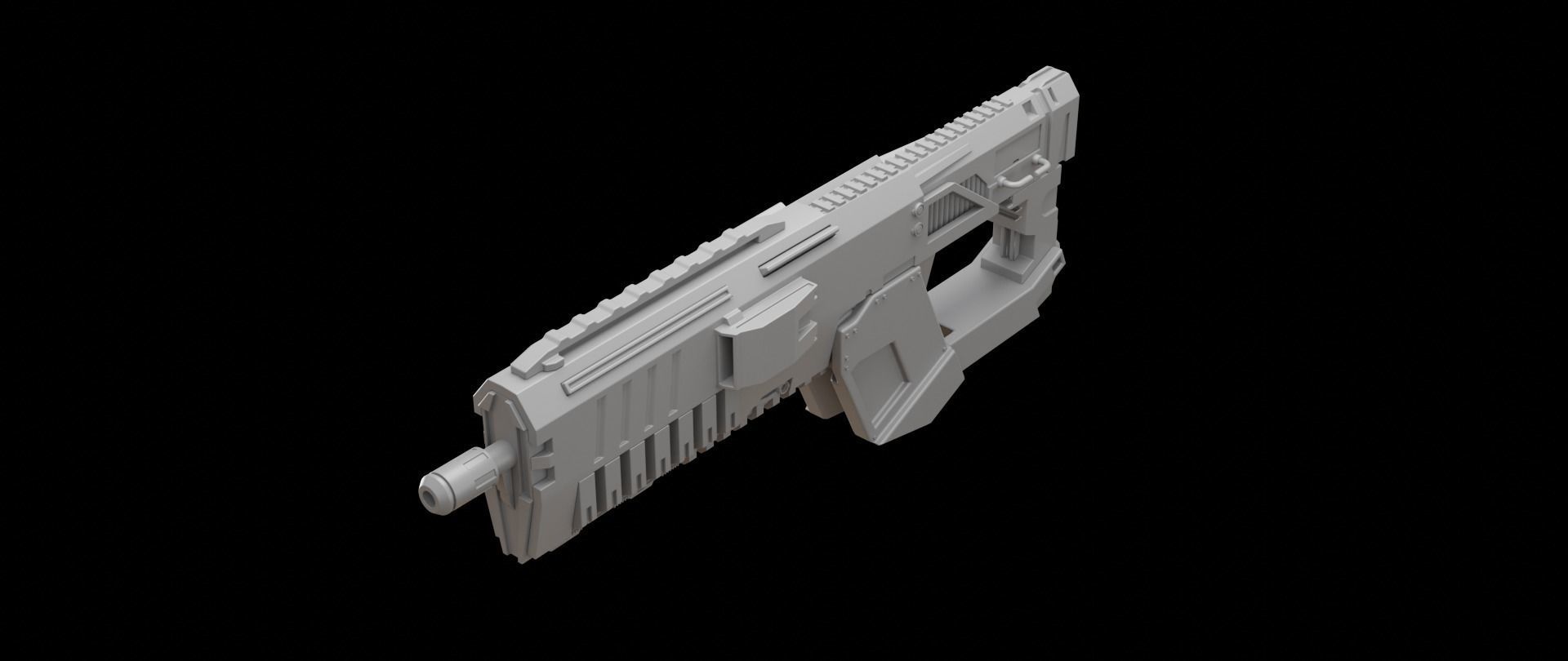 Mecha hard surface assault rifle 3D model_6