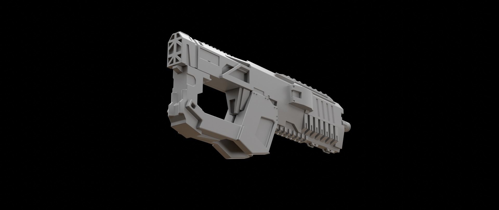 Mecha hard surface assault rifle 3D model_13