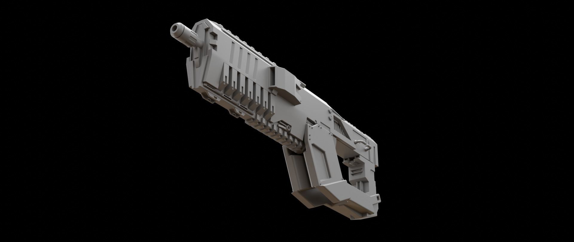 Mecha hard surface assault rifle 3D model_7
