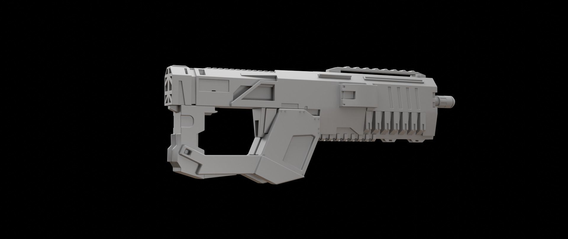 Mecha hard surface assault rifle 3D model_11