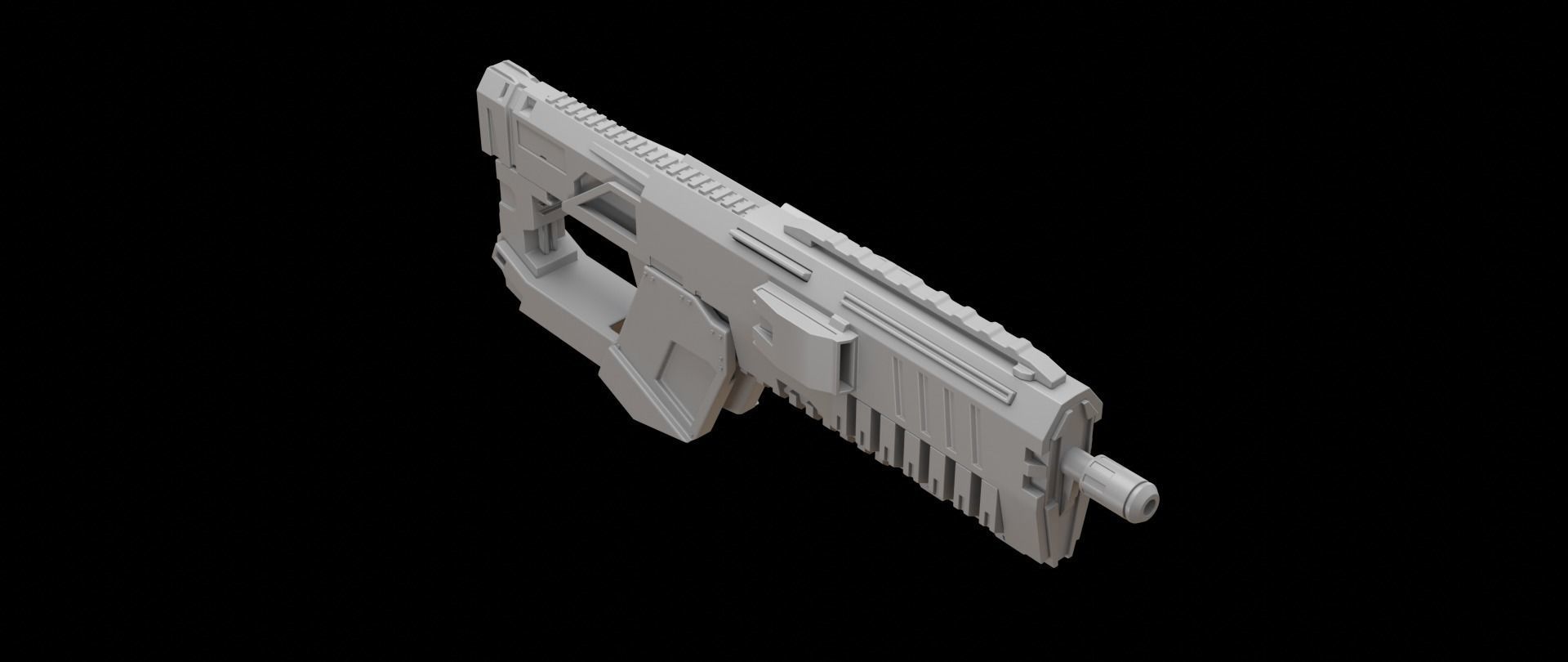 Mecha hard surface assault rifle 3D model_5