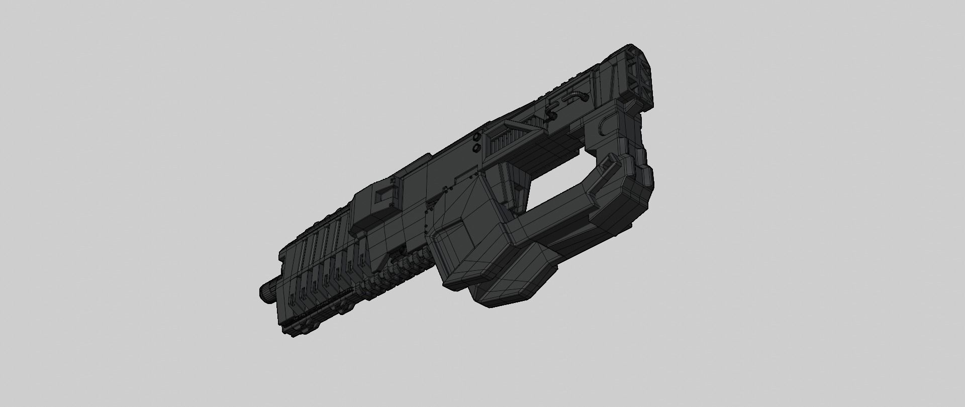 Mecha hard surface assault rifle 3D model_19