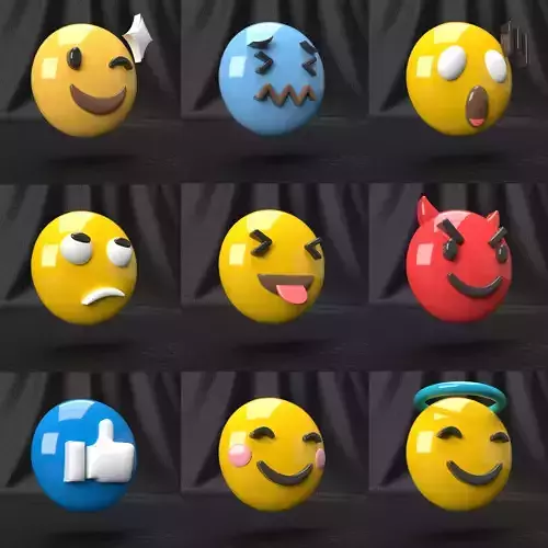 3D EMOJI FACE ICONS V2 3D model