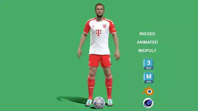 3D Rigged Harry Kane Bayern Munich 2024 3D model