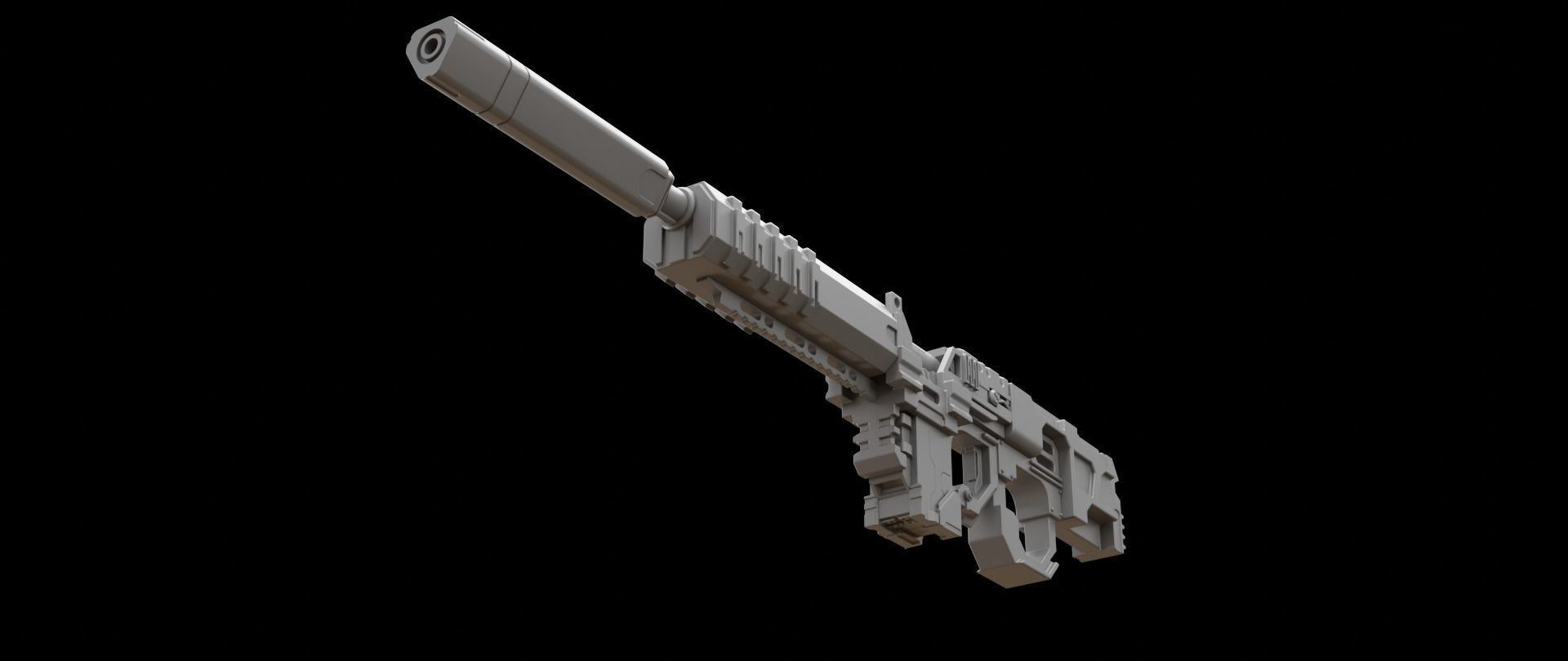 Mecha hard surface assault rifle 3D model_7