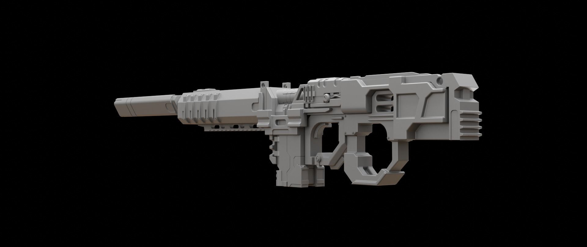 Mecha hard surface assault rifle 3D model_9