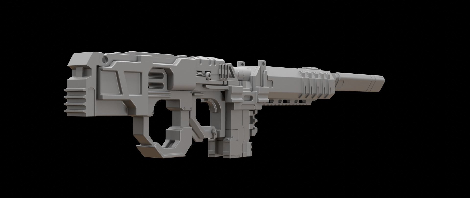 Mecha hard surface assault rifle 3D model_8