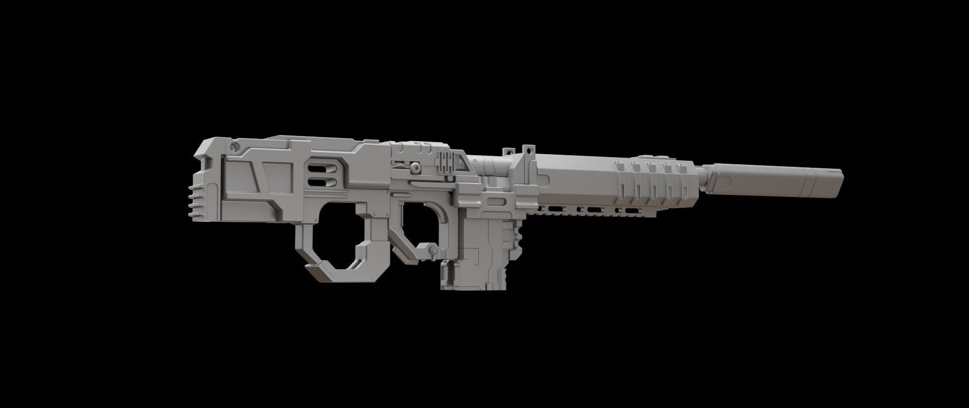 Mecha hard surface assault rifle 3D model_11