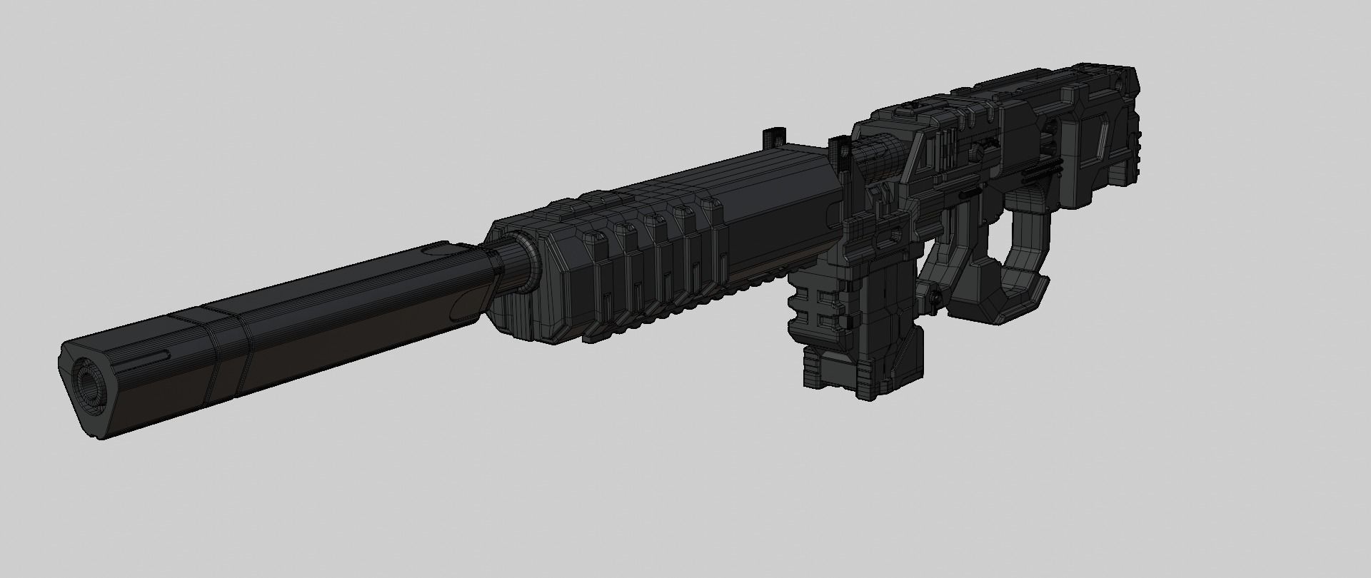 Mecha hard surface assault rifle 3D model_16