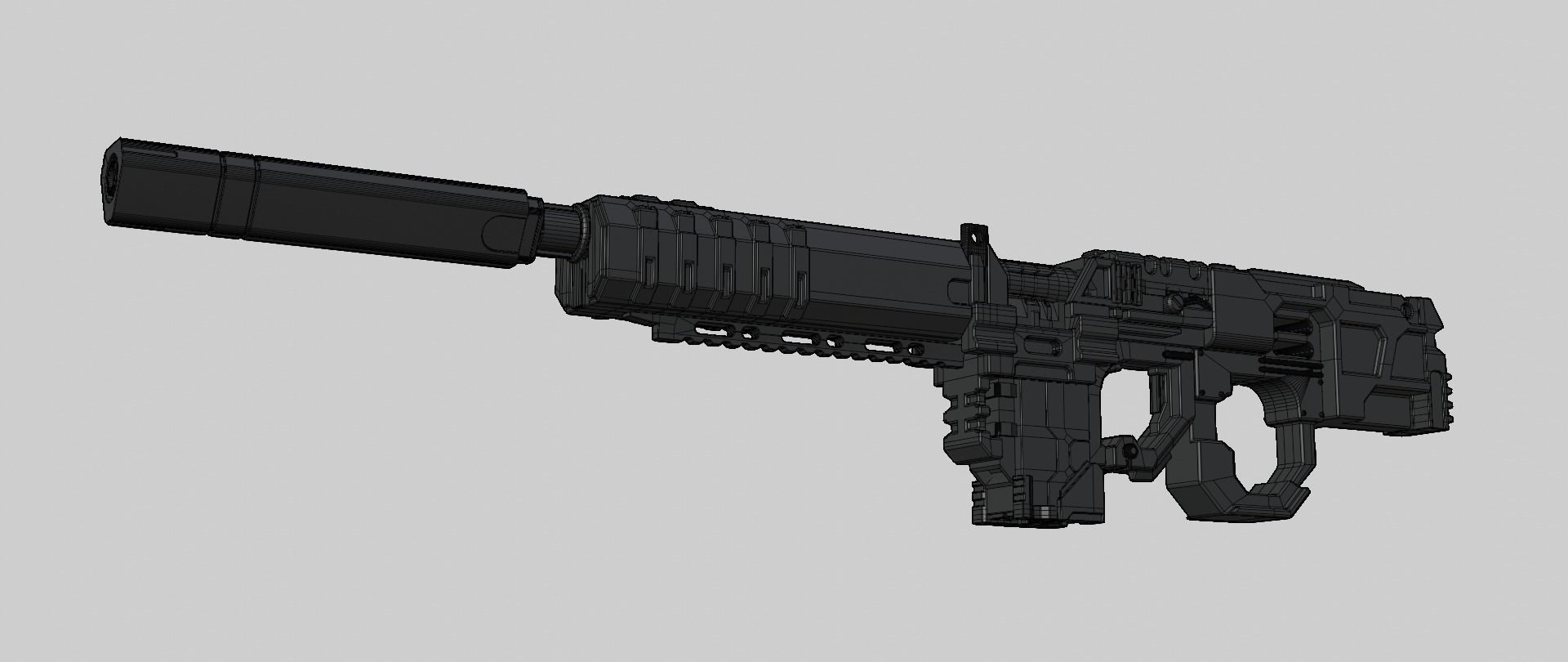 Mecha hard surface assault rifle 3D model_15