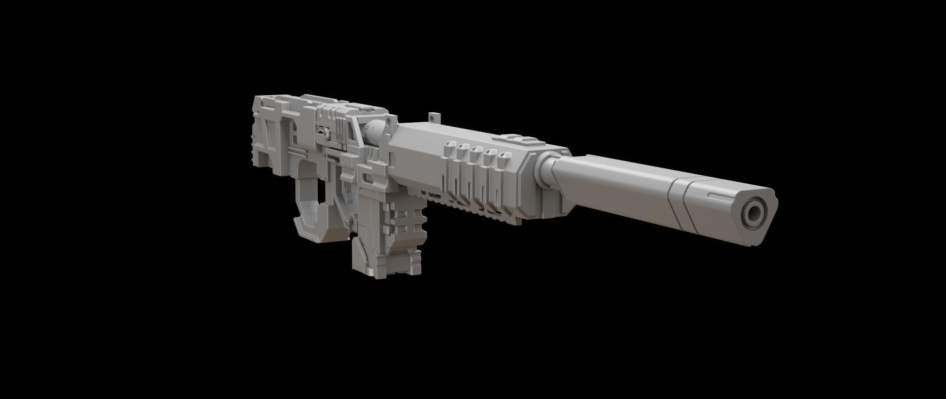 Mecha hard surface assault rifle 3D model_3