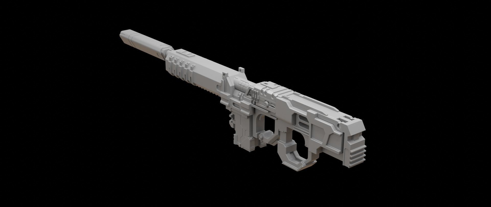 Mecha hard surface assault rifle 3D model_14