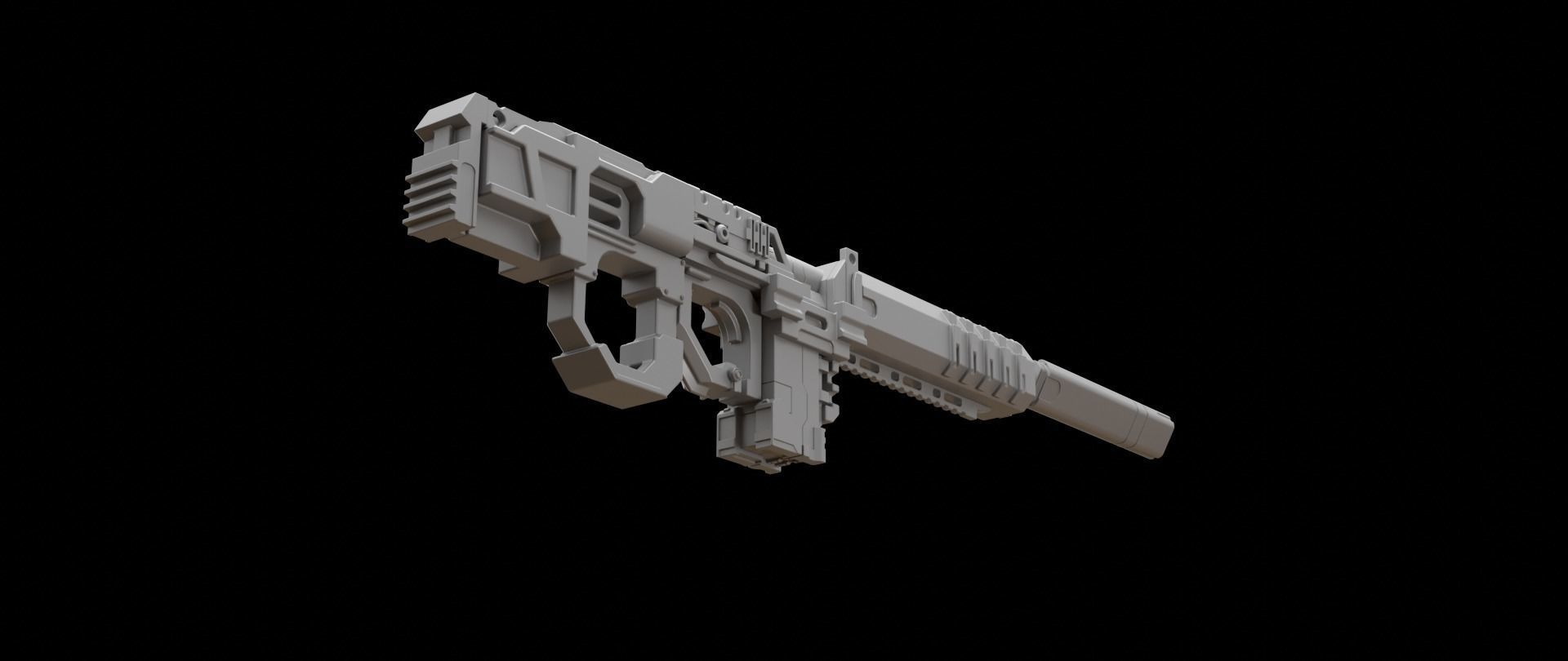Mecha hard surface assault rifle 3D model_13