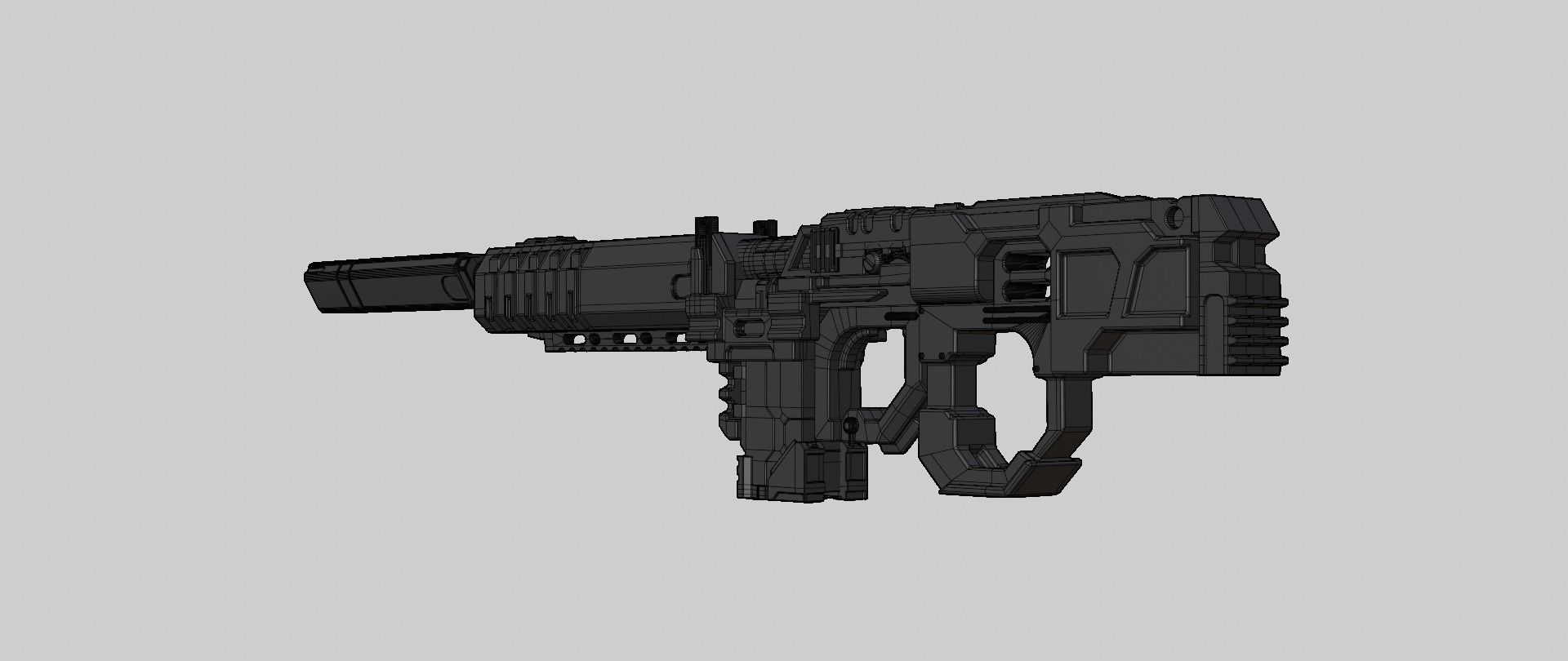 Mecha hard surface assault rifle 3D model_18