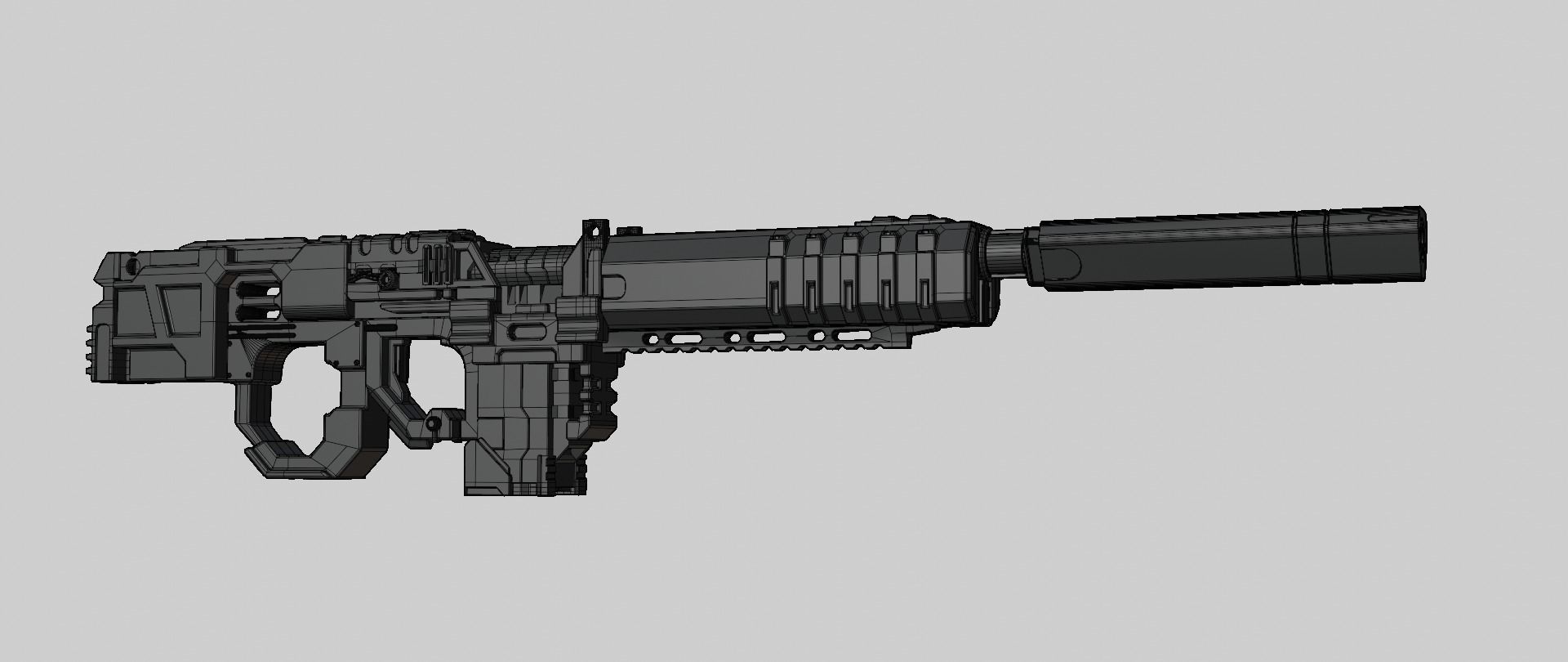 Mecha hard surface assault rifle 3D model_17