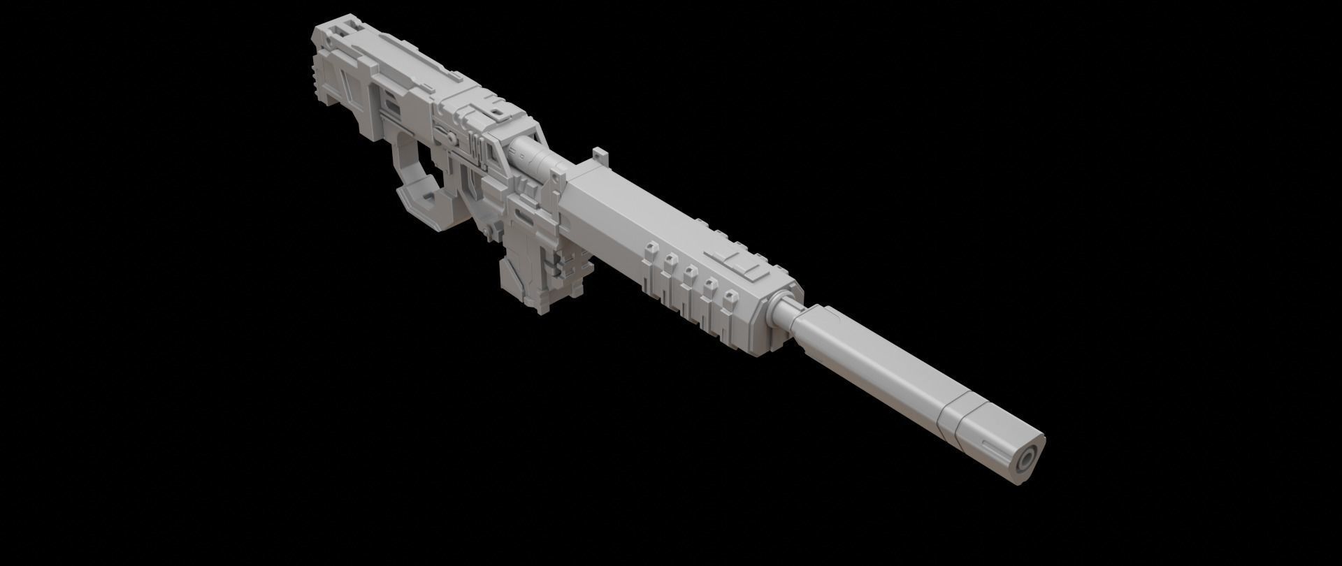 Mecha hard surface assault rifle 3D model_5