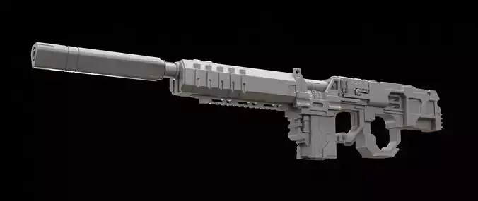 Mecha hard surface assault rifle 3D model
