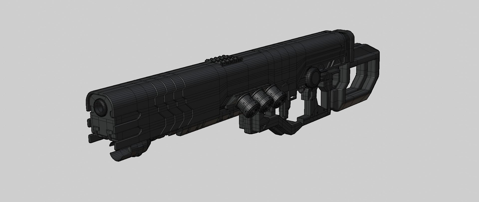 Mecha hard surface assault rifle 3D model_16