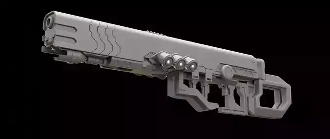 Mecha hard surface assault rifle 3D model