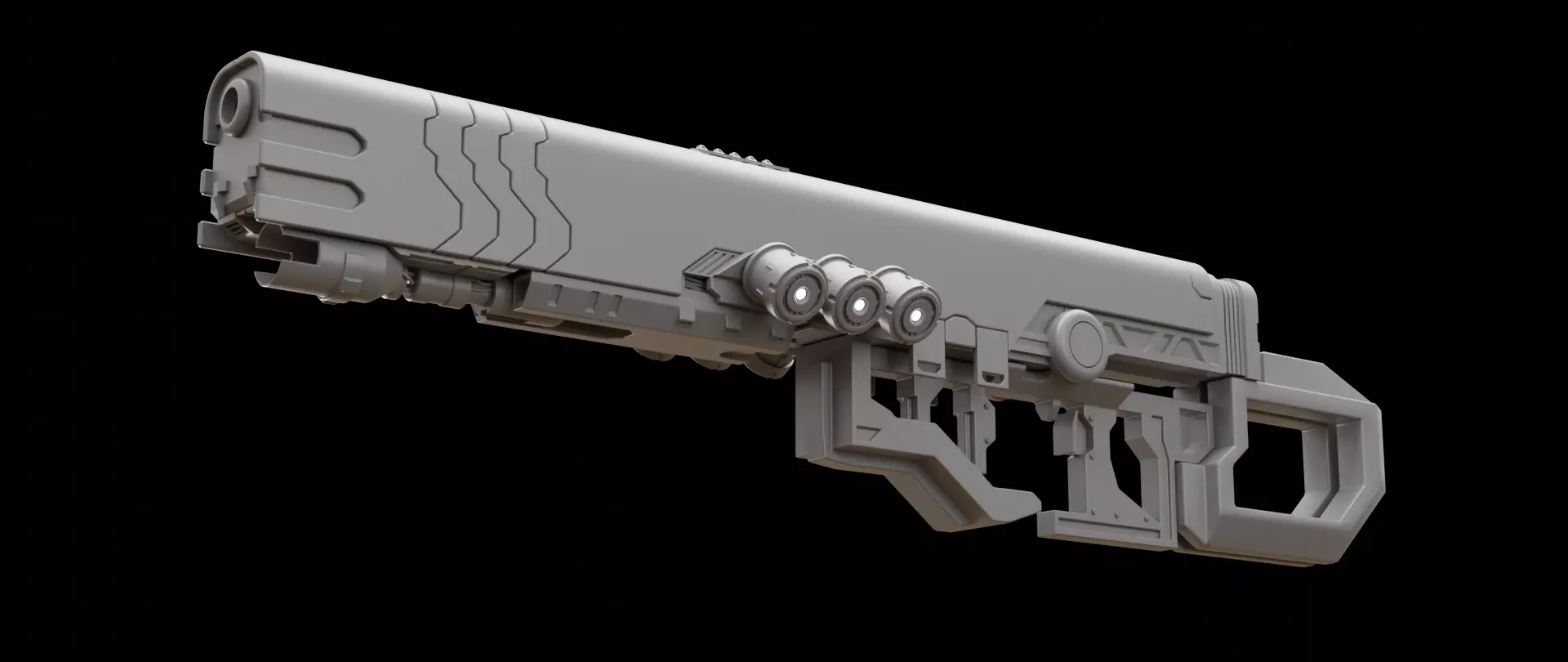 Mecha hard surface assault rifle 3D model_0