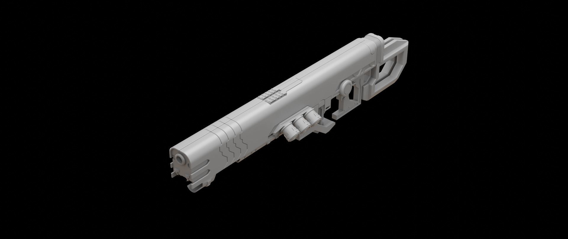 Mecha hard surface assault rifle 3D model_6