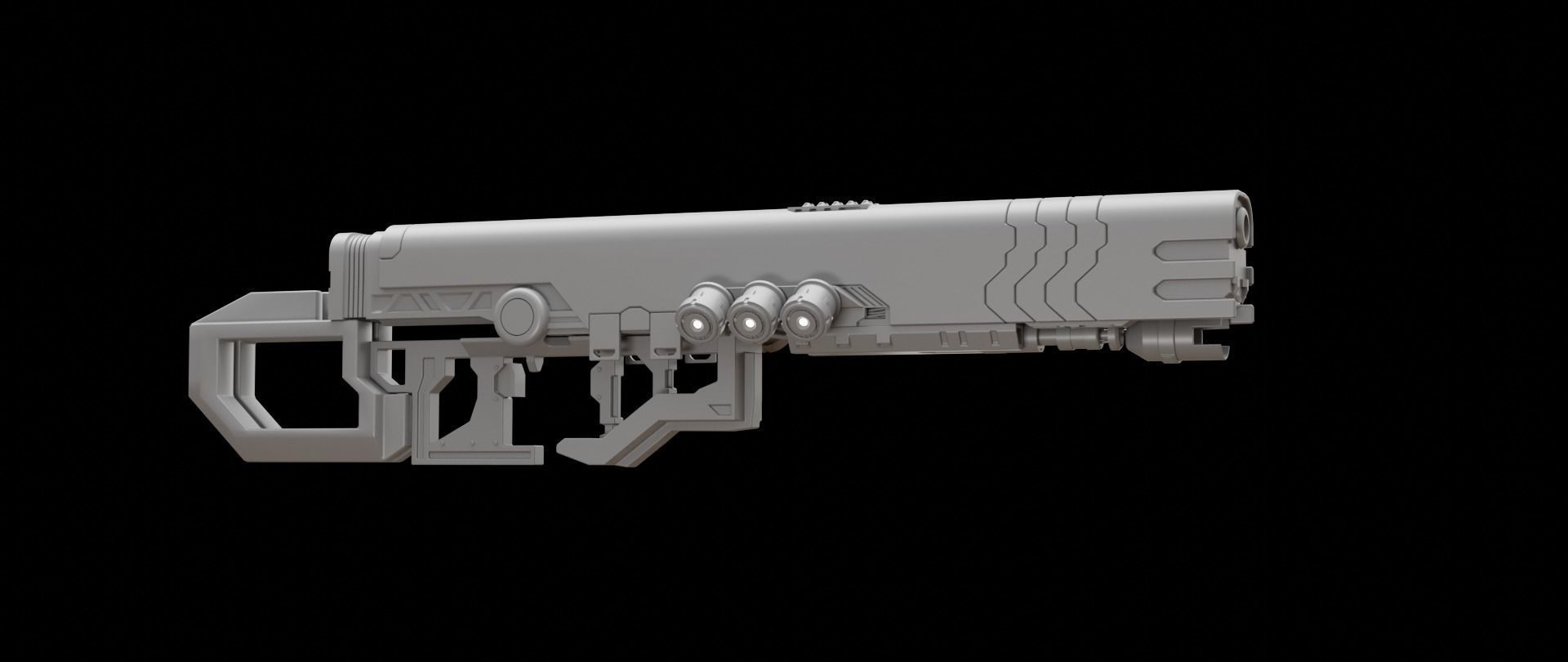 Mecha hard surface assault rifle 3D model_4