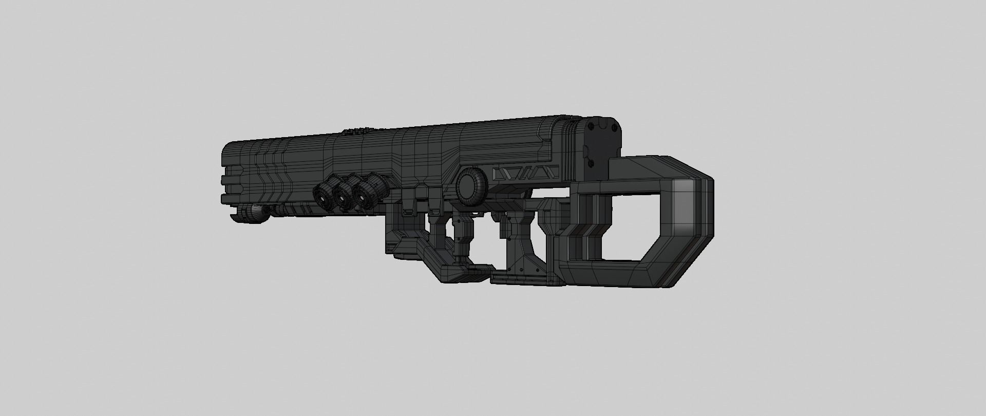 Mecha hard surface assault rifle 3D model_19
