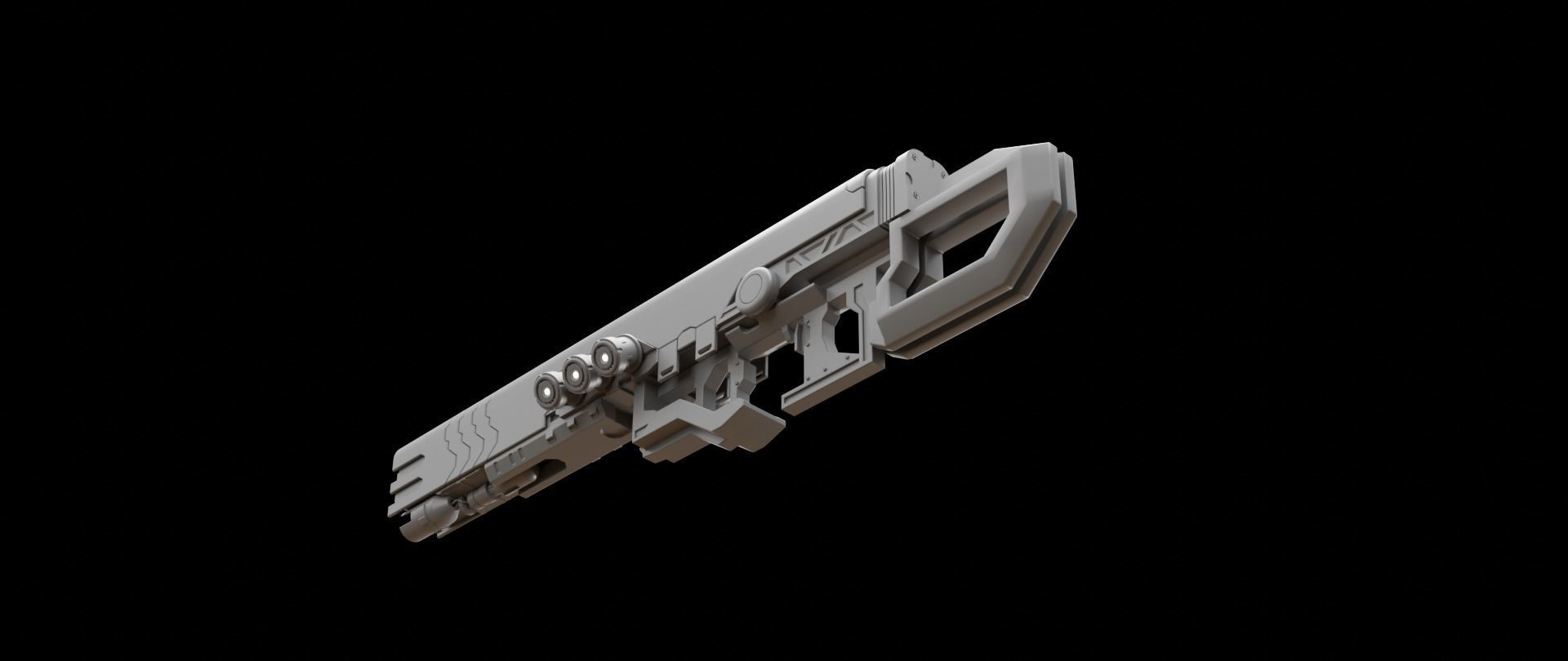 Mecha hard surface assault rifle 3D model_12
