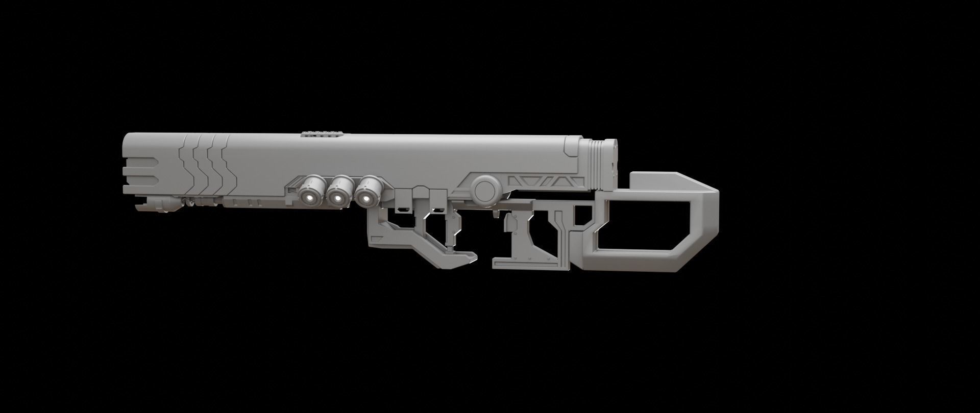Mecha hard surface assault rifle 3D model_10