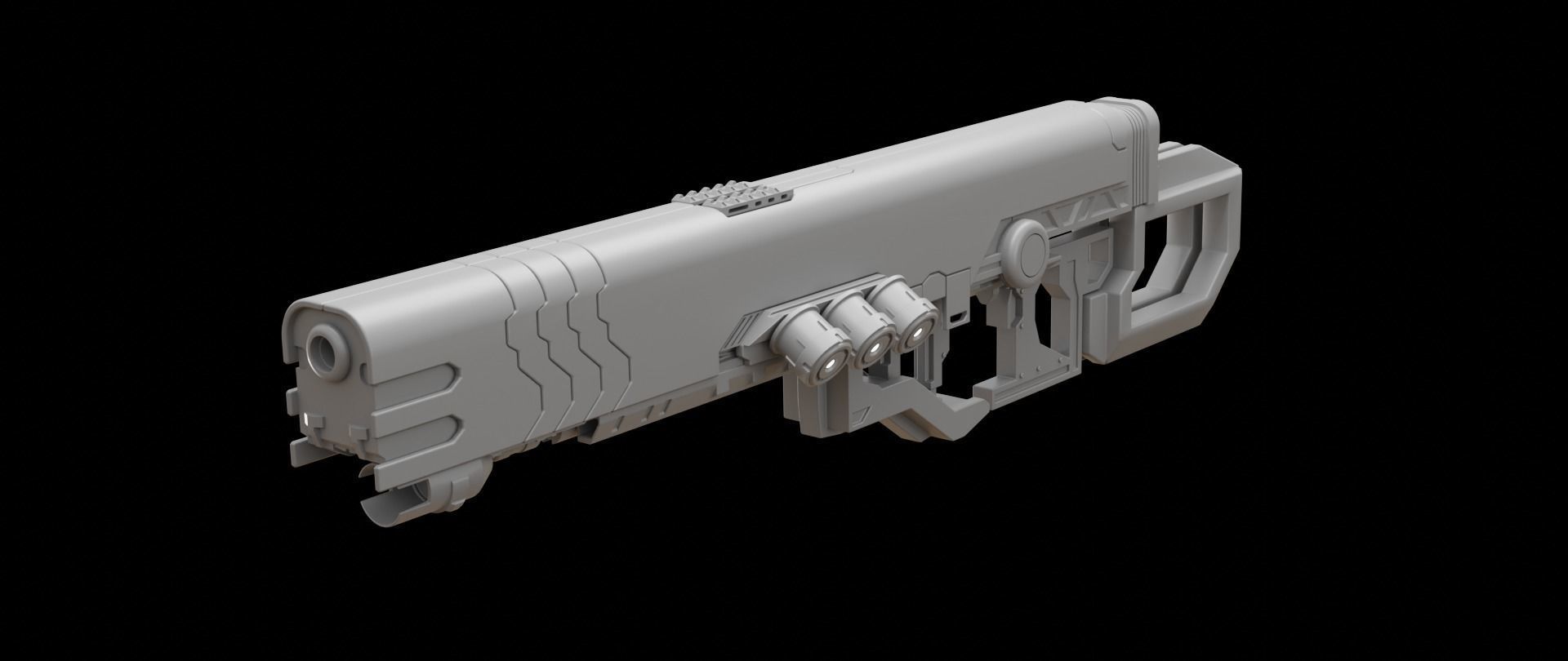 Mecha hard surface assault rifle 3D model_2