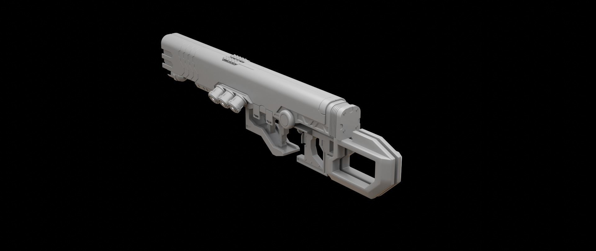 Mecha hard surface assault rifle 3D model_14