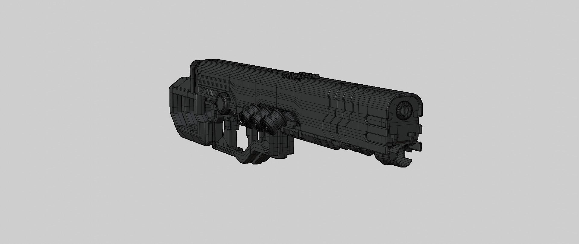 Mecha hard surface assault rifle 3D model_17