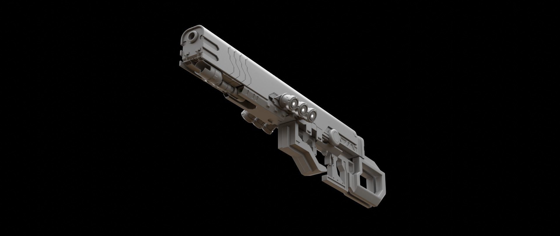 Mecha hard surface assault rifle 3D model_7
